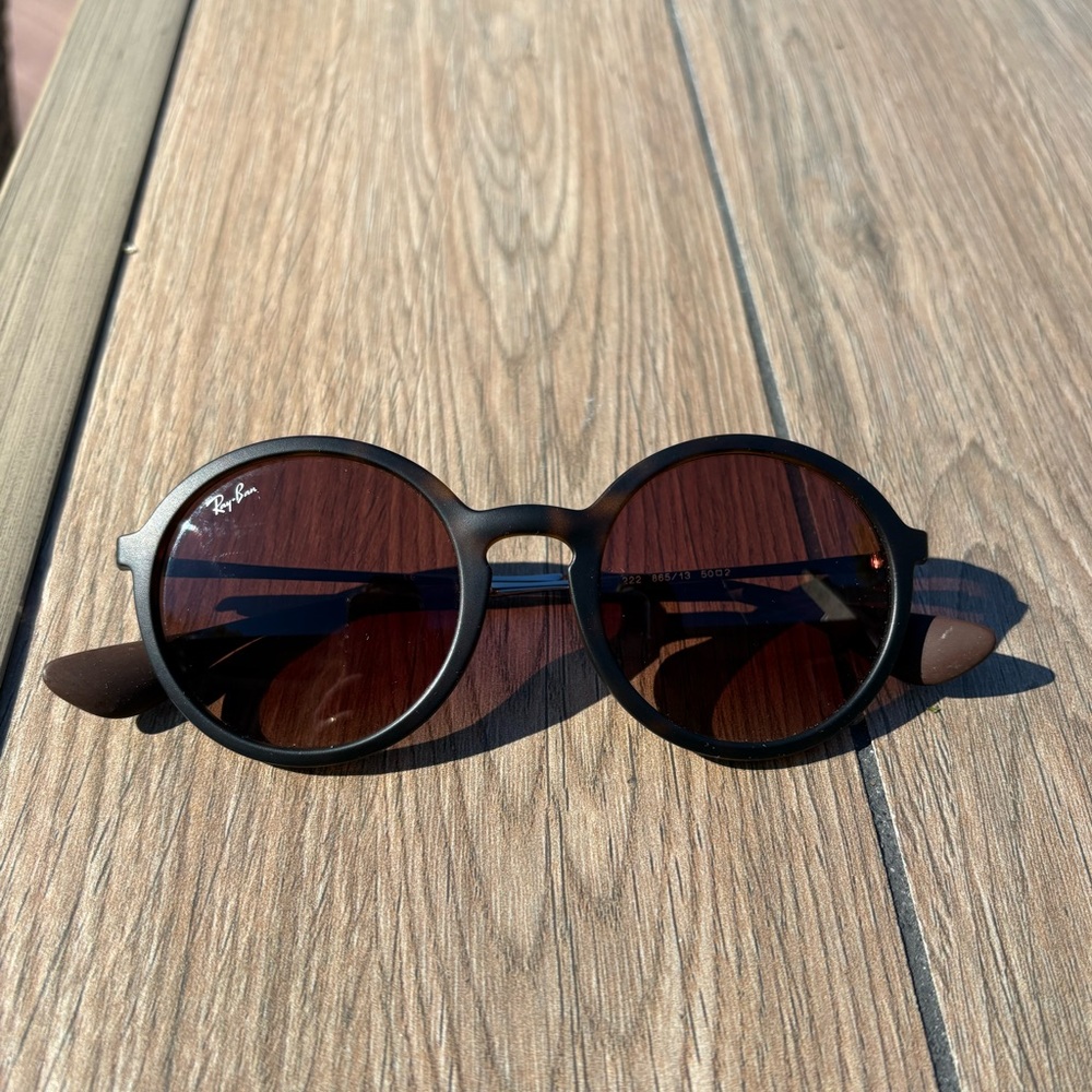 Ray-Ban Matte Tortoise Shell Round Sunglasses